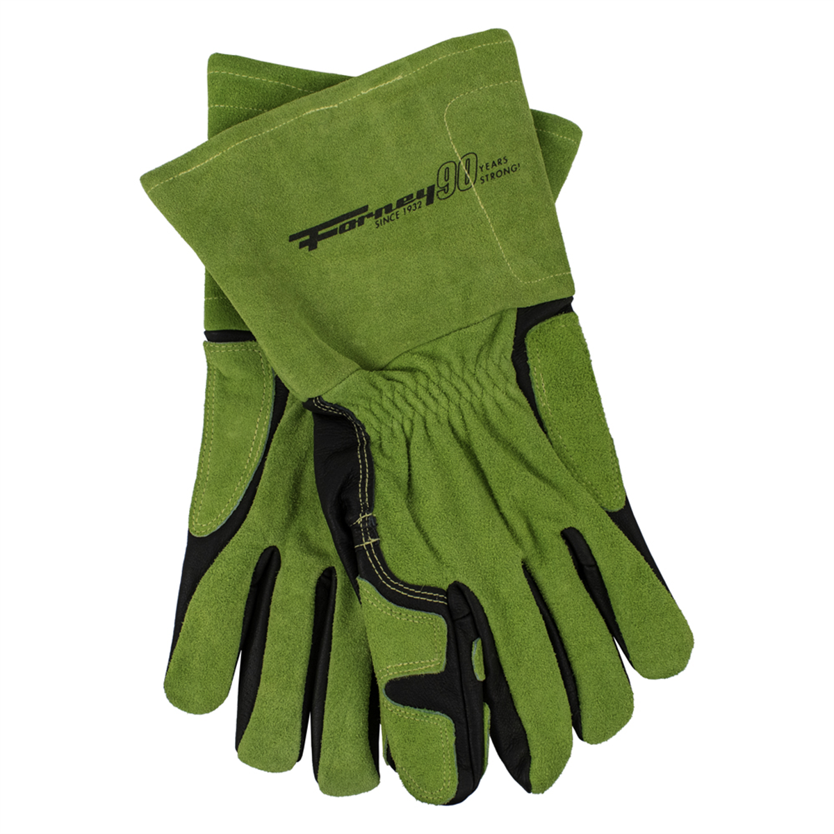 Mens Pro Pigskin Welding Gloves, Black & Green - Extra Large