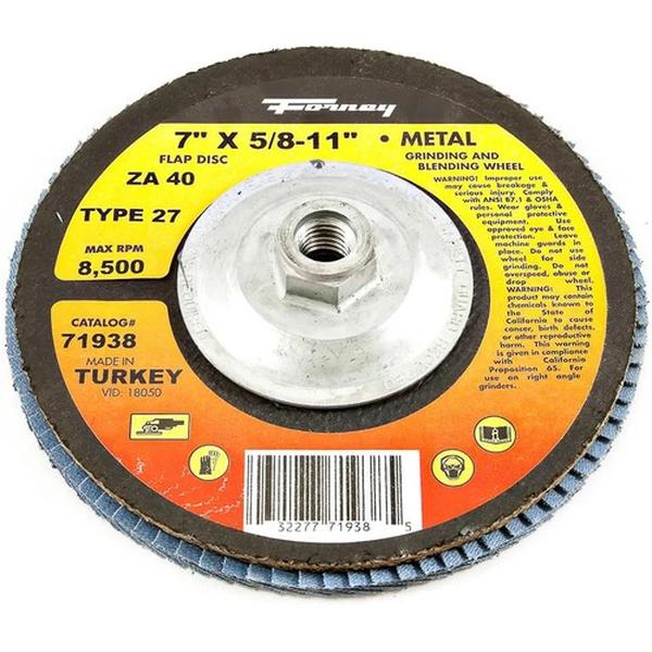 FOR71938 7 x 0.625 in. 11 ZA40 Flap Disc - Type 27