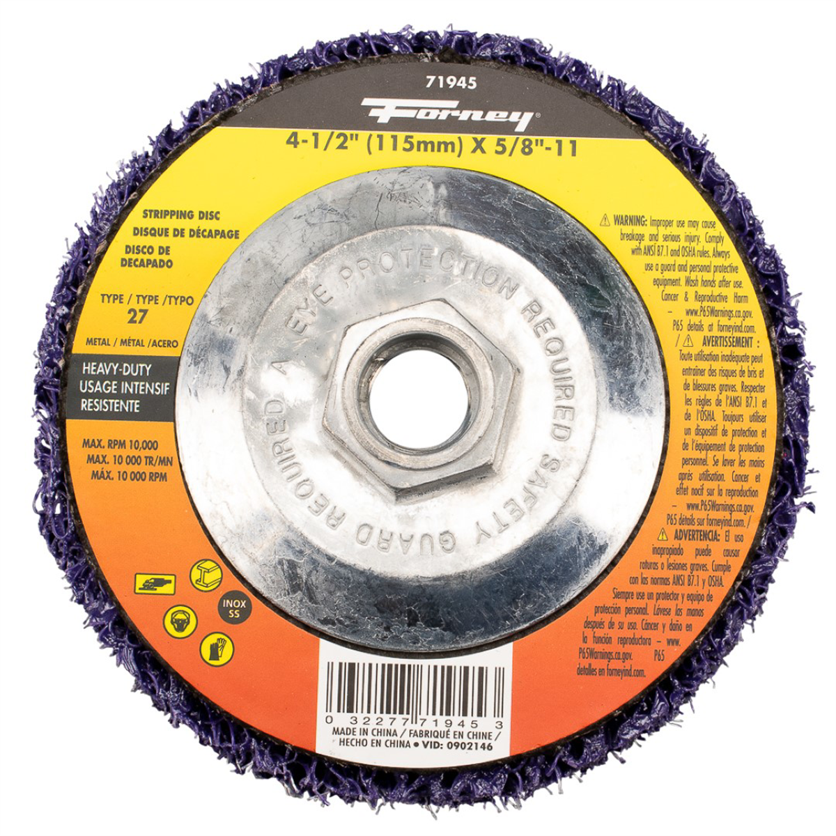 4.5 in x 0.625 in. 11 Heavy-Duty Strip & Finish Disc - Type 27