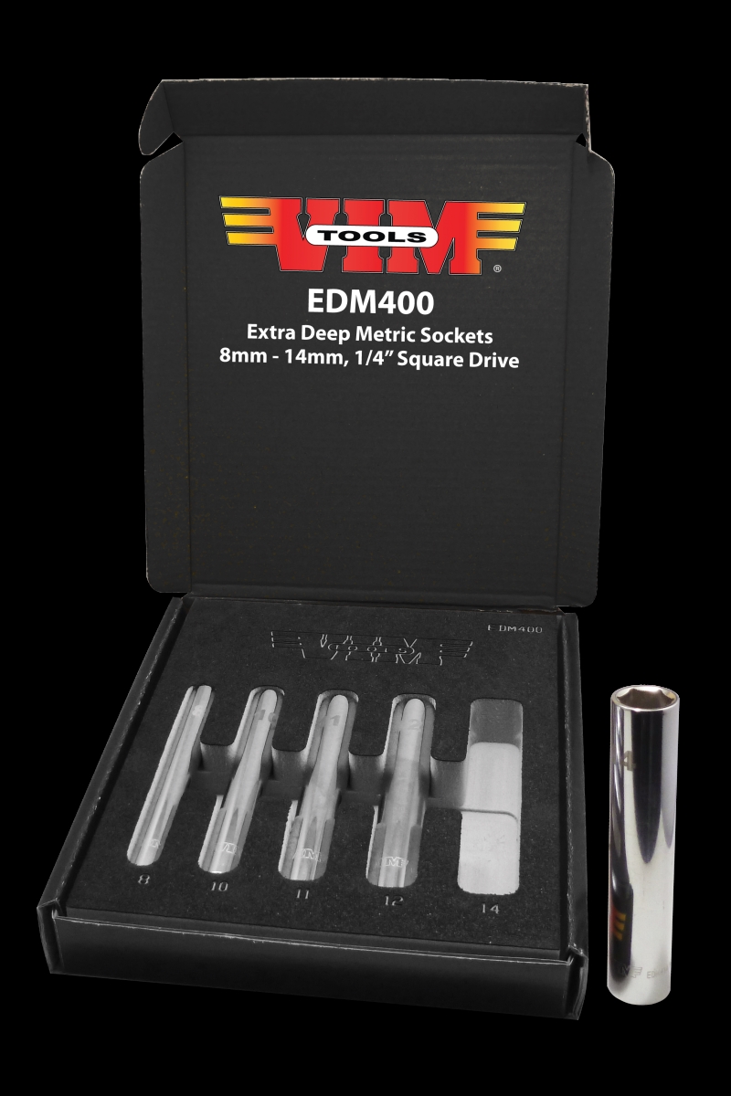 VIMEDM400A 0.25 in. Extra Deep 6 Point Metric Socket Set, 9 Piece