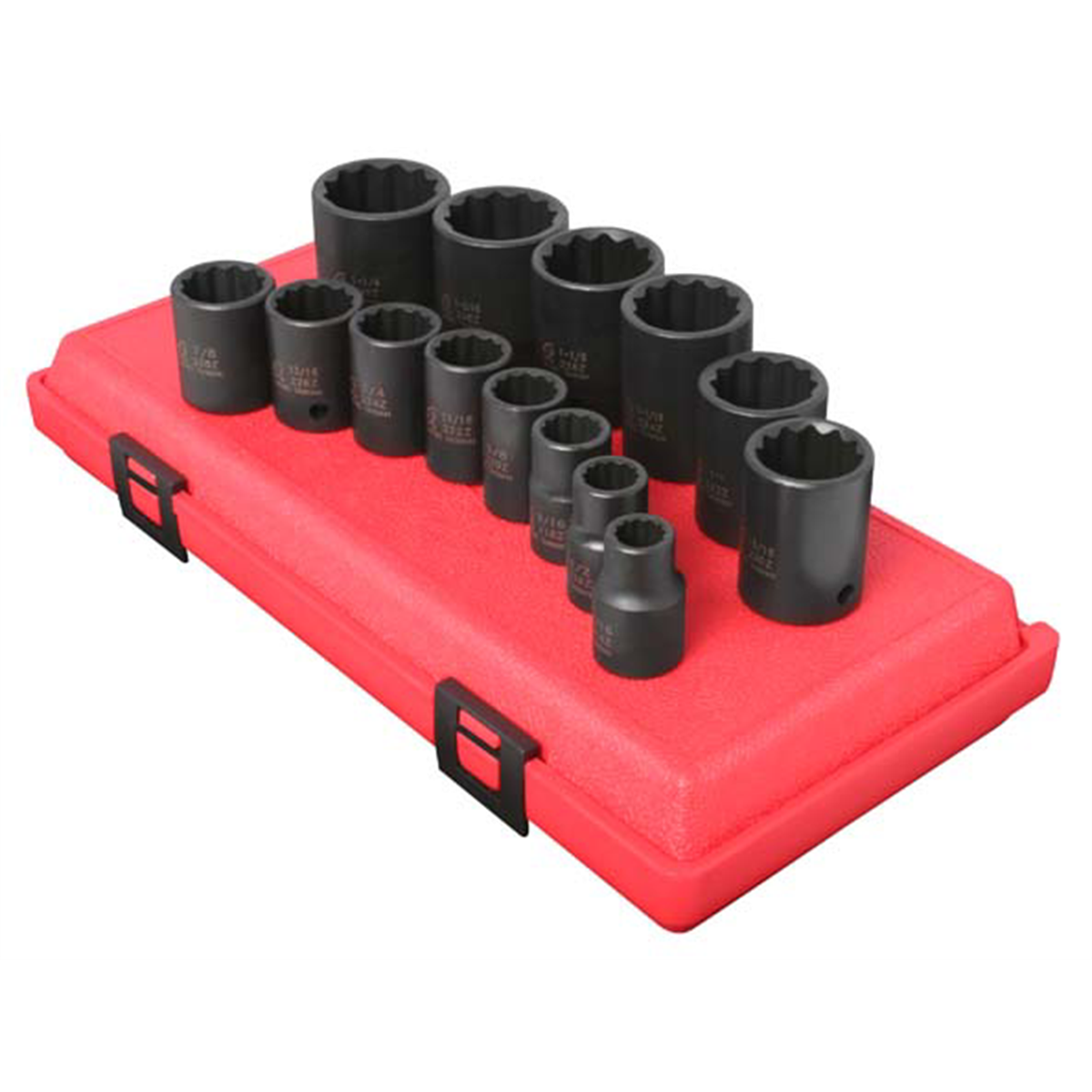 Sunex 1/2" Dr. 12 Pt. Impact Socket Set on Rail - 14 Pc. (2678A)