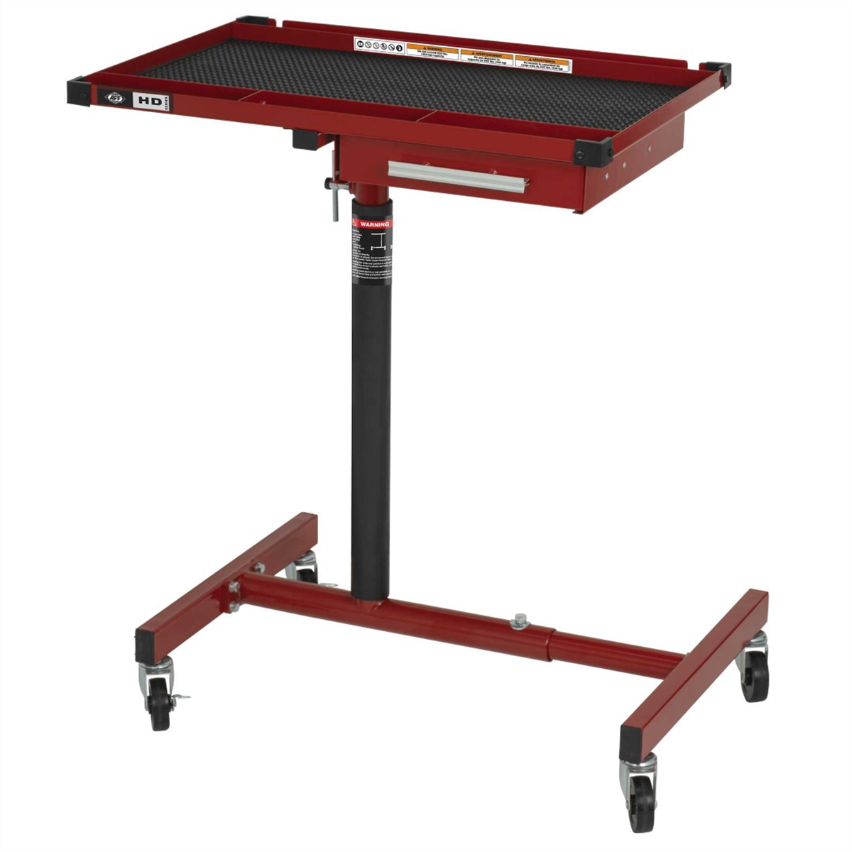 American Forge & Foundry INT3998 220 lbs Adjustable Mobile Work Table, Red & Black