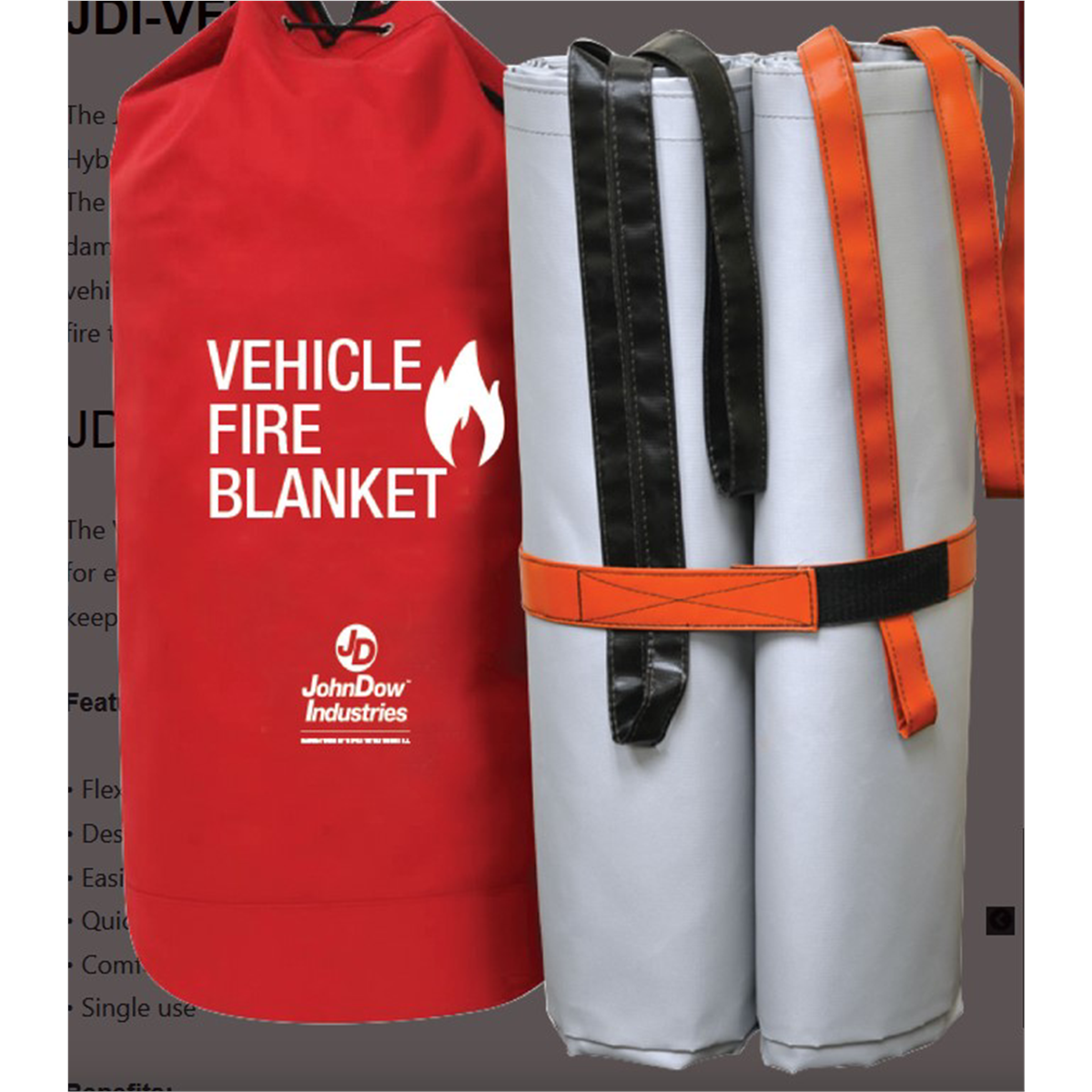 Picture of John Dow DOWJDI-VFB1 Vehicle Fire Blanket&#44; Gray & Silver