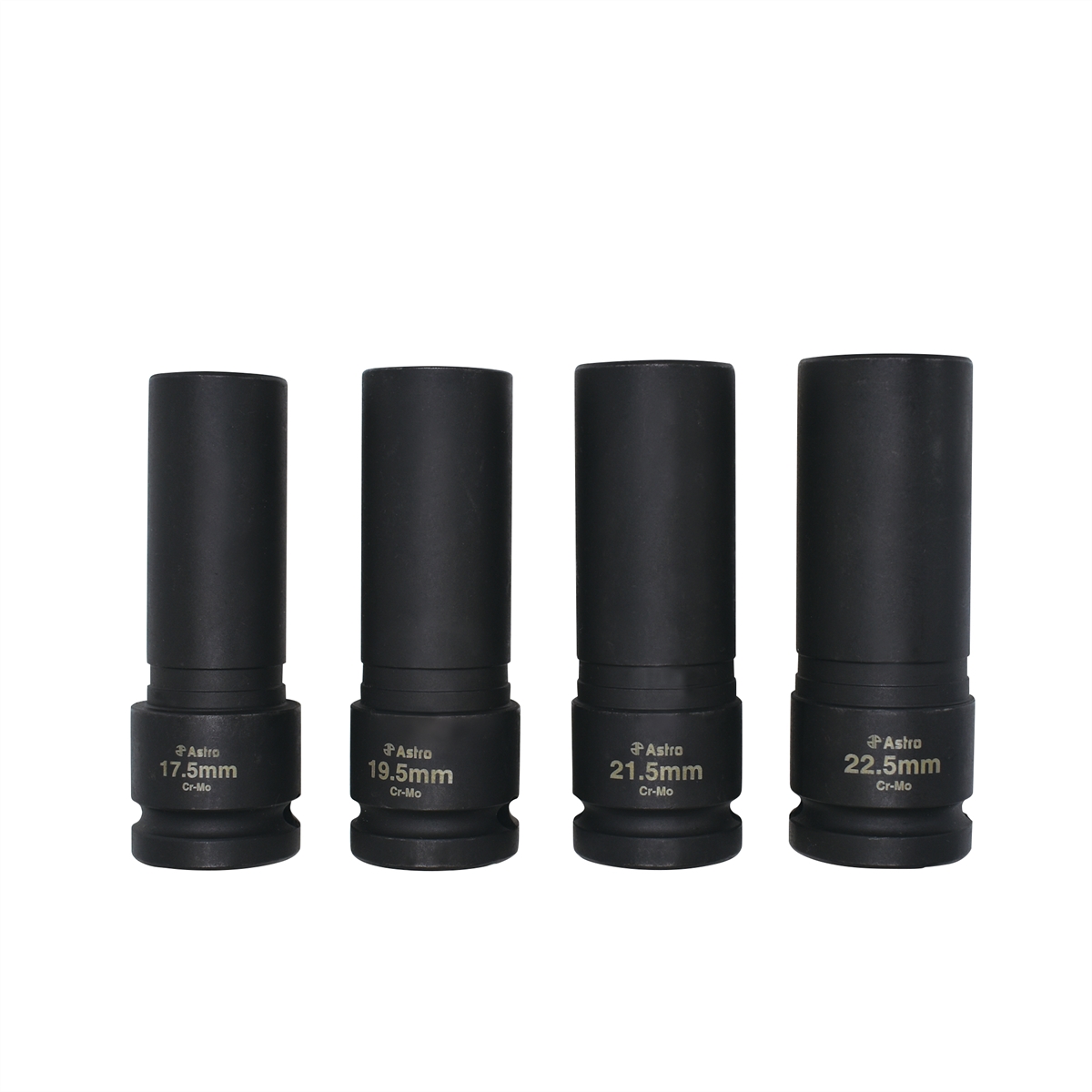 Astro Pneumatic AST78204 0.5 in. Drive 0.5 Size Thin Wall Lug Nut Socket Set - 17.5-22.5 mm - 4 Piece