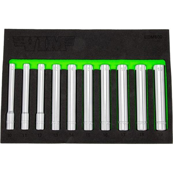 VIMEDM600 0.375 in. 10-19 mm Drive Extra Deep 6 Point Socket Set - 10 Piece