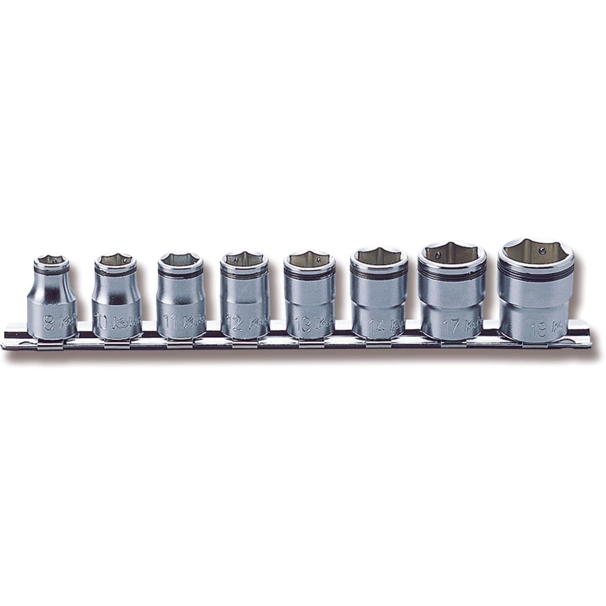 KKNRS3450M-8 0.375 in. Square Drive Socket Set with 8 mm to 19 mm Nut Grip - 200 mm - 8 Piece