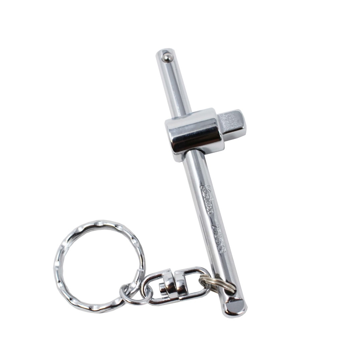 Sliding T-Handle Key Ring - Chrome - 75 mm - Compact Tool Accessory