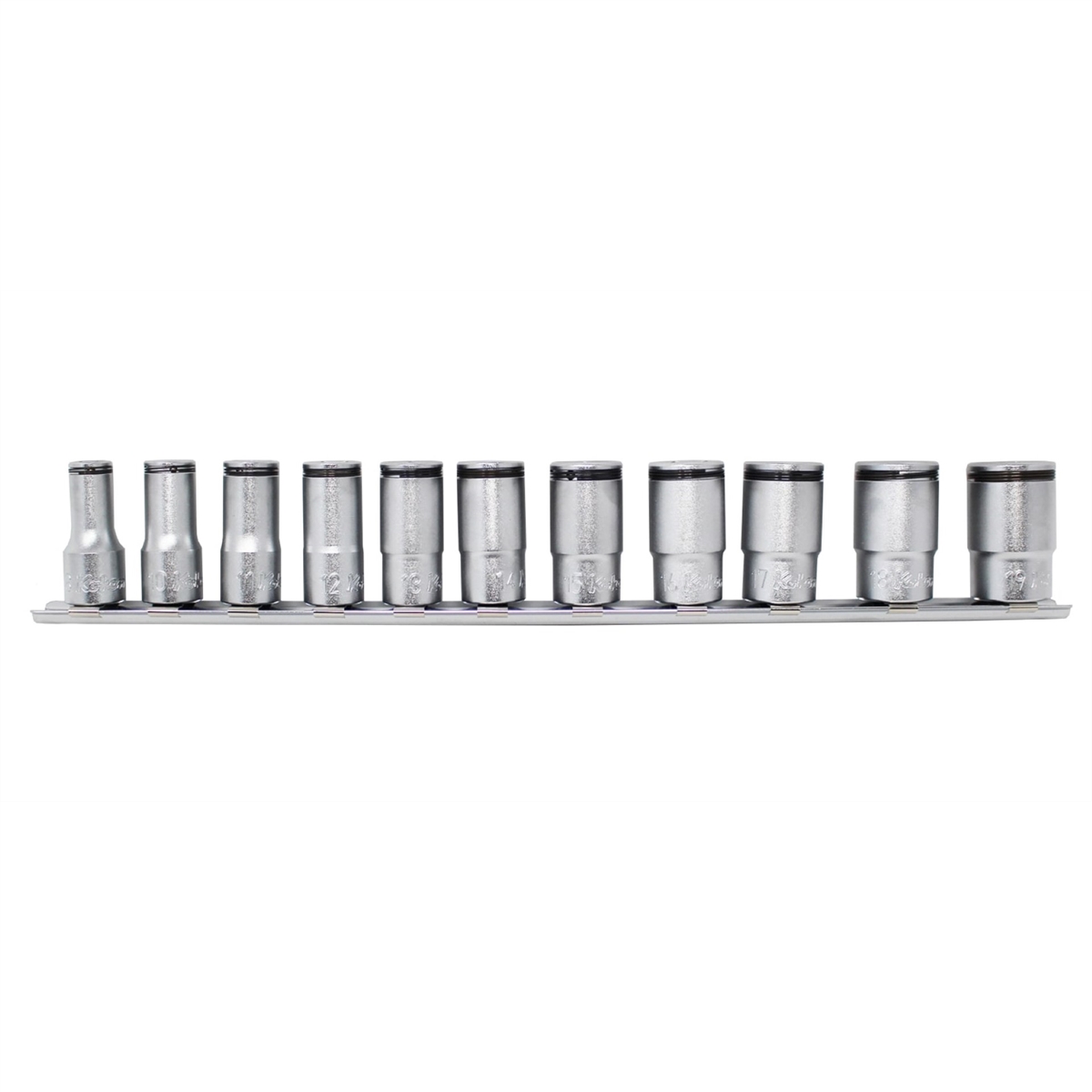 0.375 in. Square Drive Semi-Deep Socket Set with 8 mm to 19 mm Nut Grip - 11 Piece