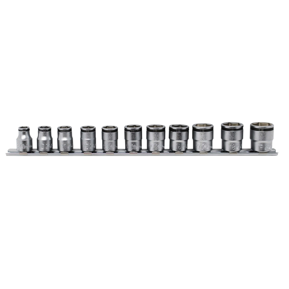 0.375 in. Square Drive Nut Grip Socket Set - 8 mm to 19 mm - 11 Piece