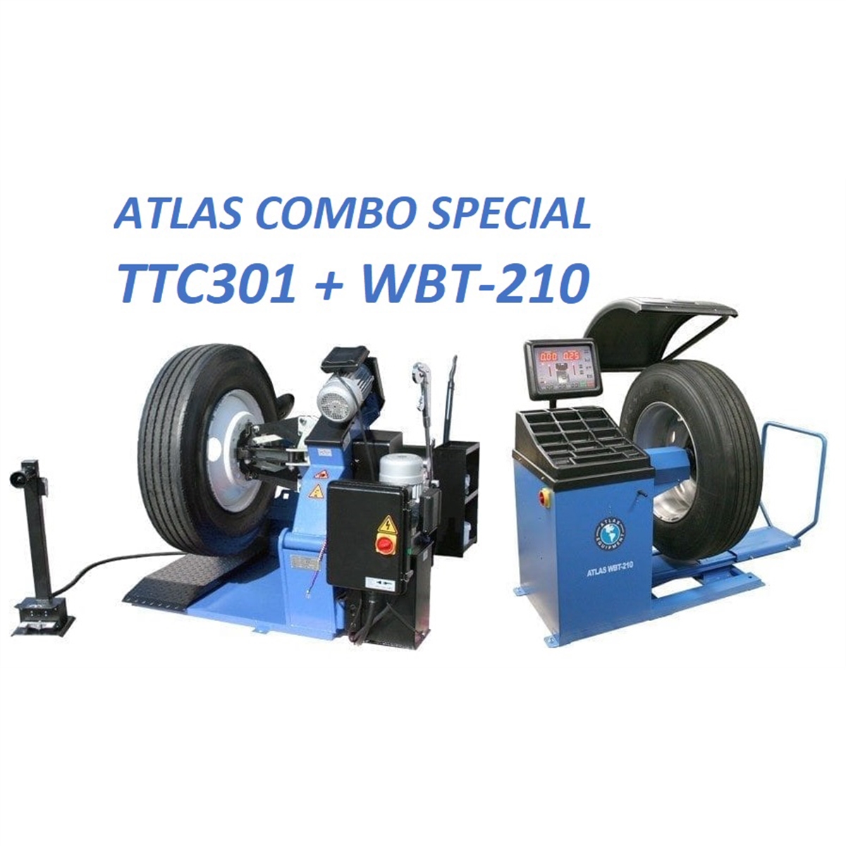 Picture of Atlas Automotive Equipment ATETTCWB-COMBO1-FPD Truck Tire Changer Plus WBT210 Wheel Balancer Combo