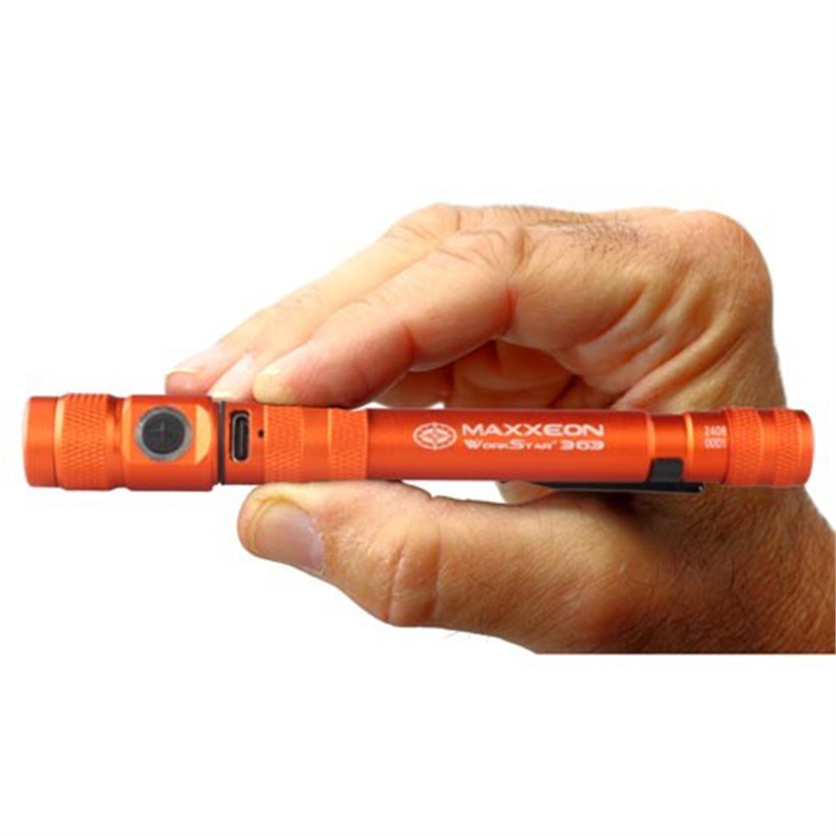 Maxxeon WorkStar 363 Rechargeable LED Zoom Penlight/Inspection Light USB-C - ORANGE (MXN00363)