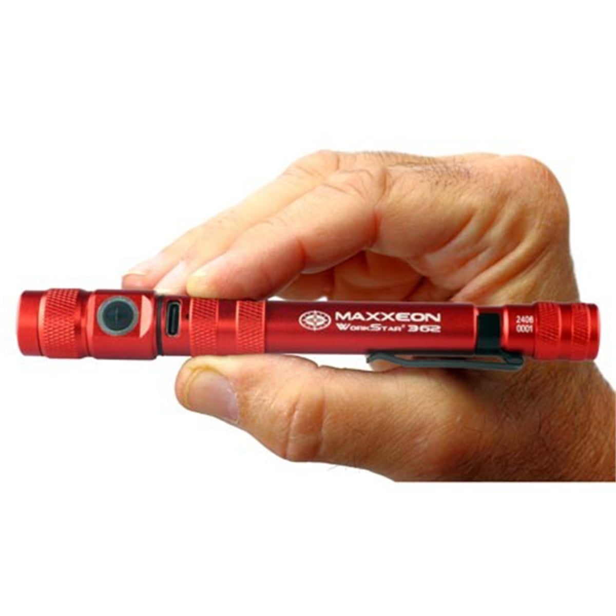 Maxxeon WorkStar 362 Rechargeable LED Zoom Penlight/Inspection Light USB-C - RED (MXN00362)