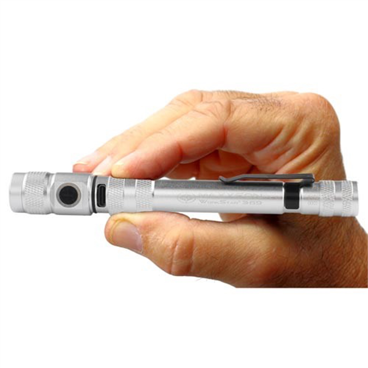Picture of Maxxeon MXN00369 Rechargeable LED Zoom USB-C Inspection Penlight&#44; Silver