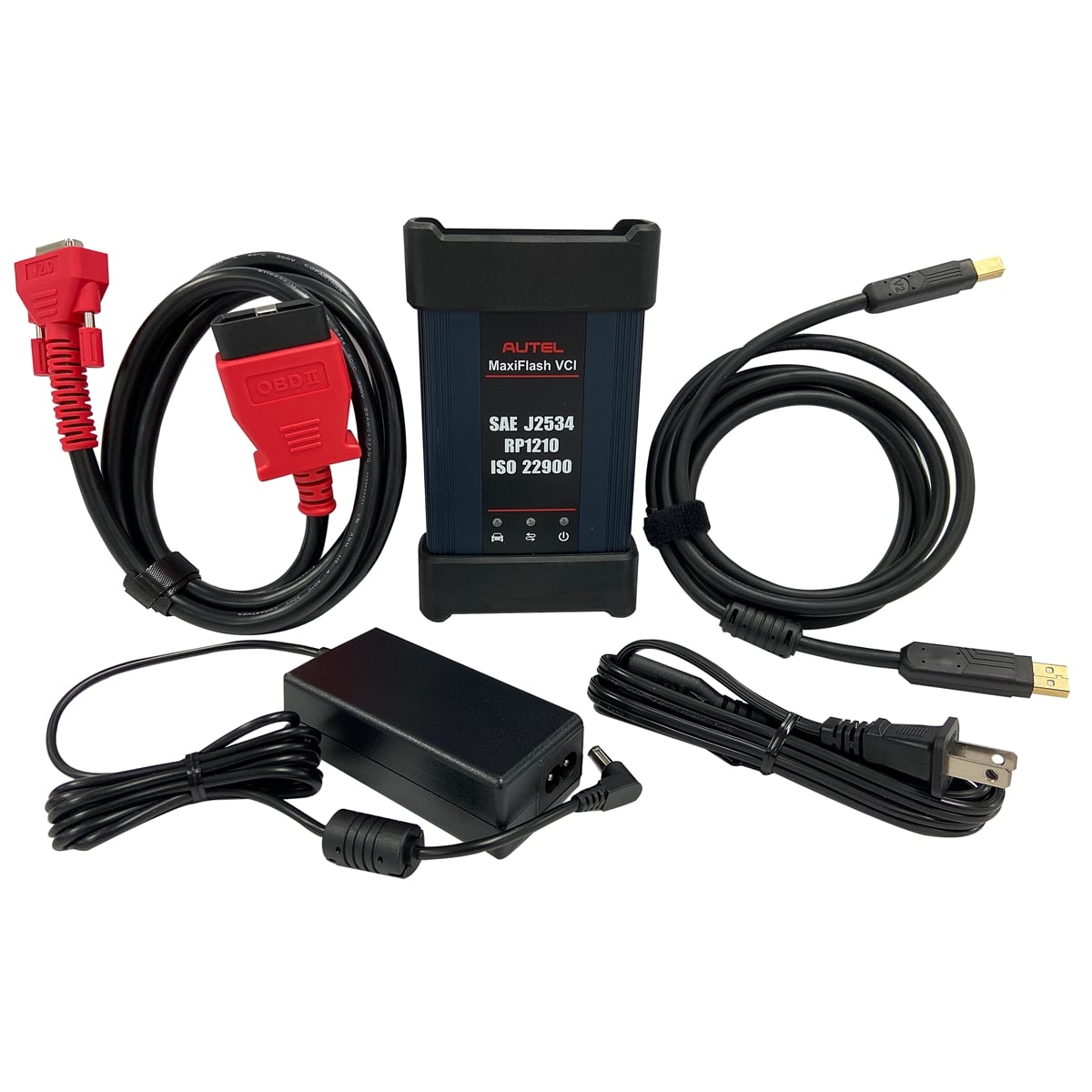 AULMFVCIKIT MaxiFlash VCI Kit with Bluetooth VCI-J2534 Pass-Thru Programmer, Main Cable V2.0 - AC-DC Adapter & USB 2.0 Cable