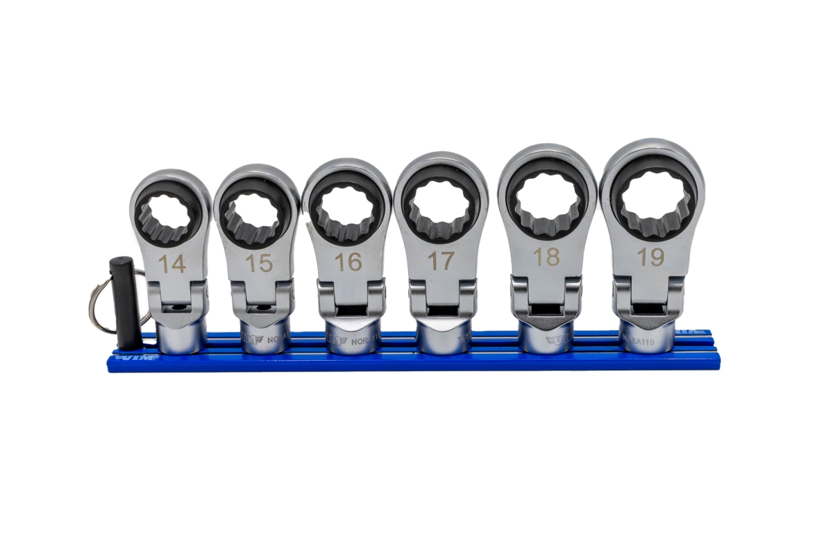 VIMNORA150XL 6 Piece 14-19 mm 12 Point Nano Flex Offset Ratcheting Attachment Set - 0.38 in. Drive