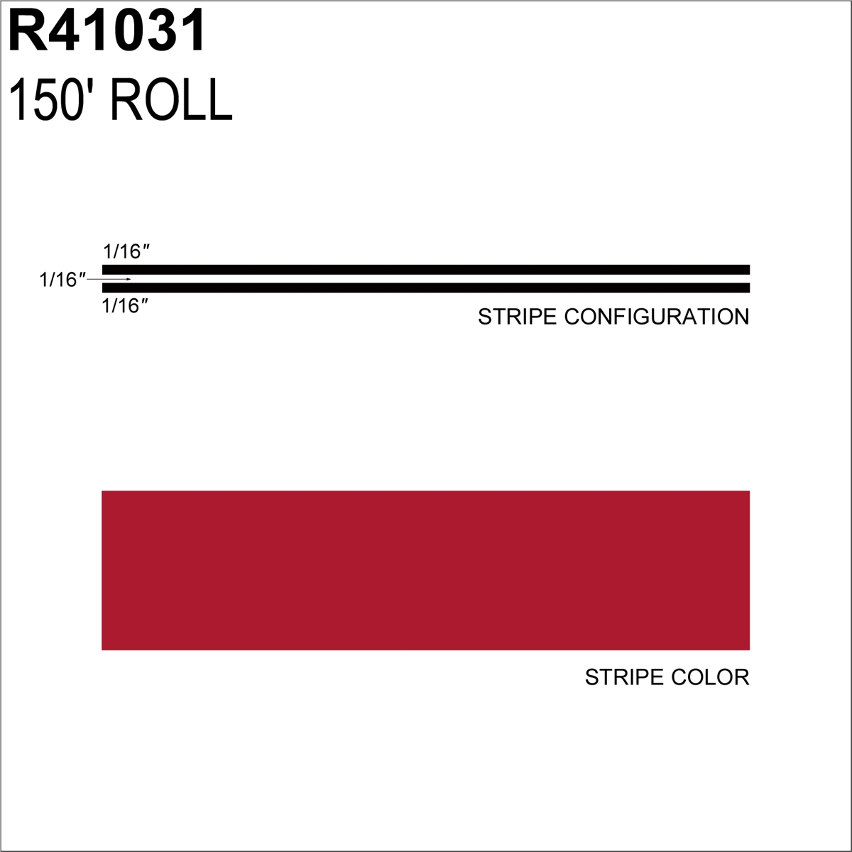SHR41031 0.18 in. x 150 ft. MS Fire Red Pinstripe Tape
