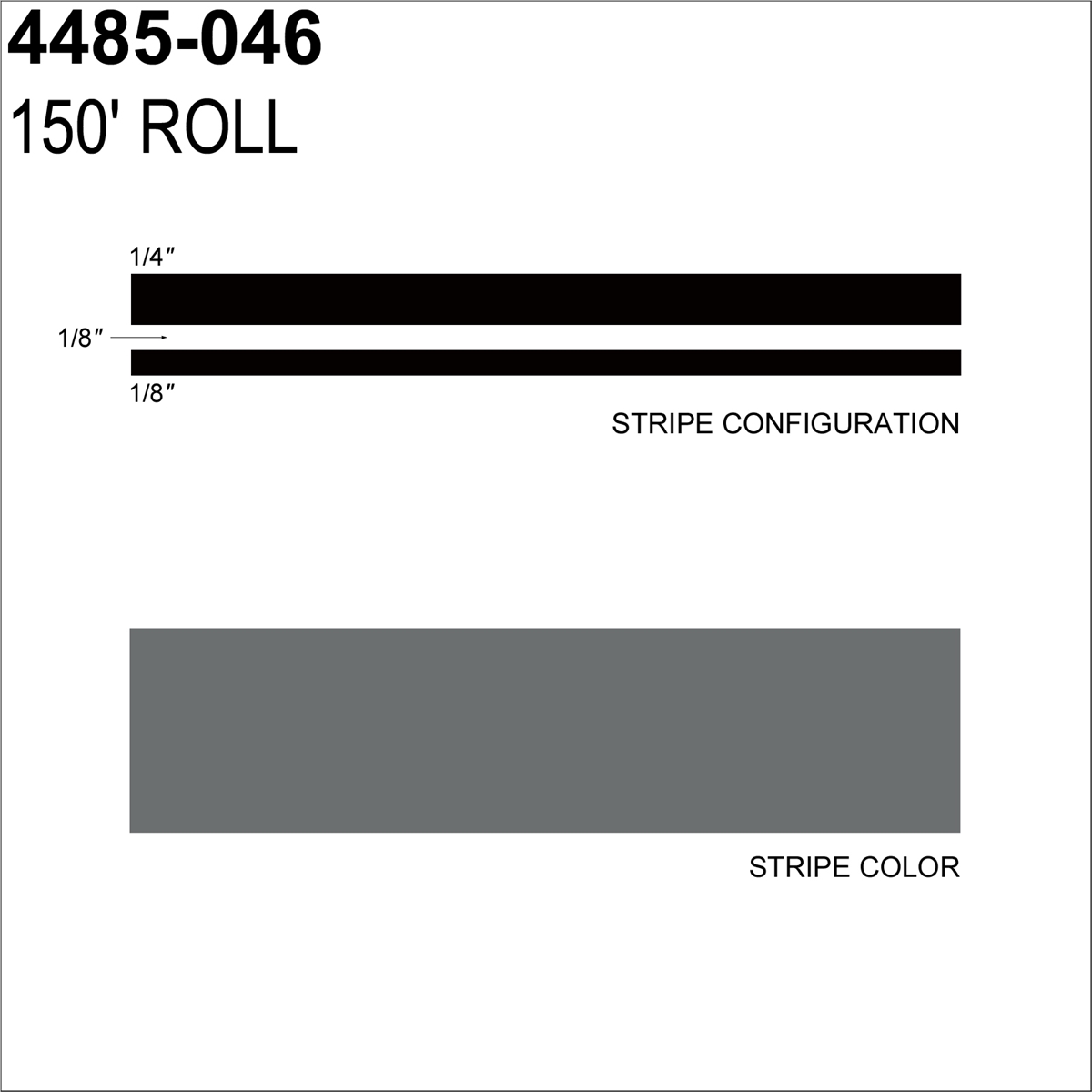 SHR4485-046 0.5 in. x 150 ft. Pinstripe Light Charcoal Tape