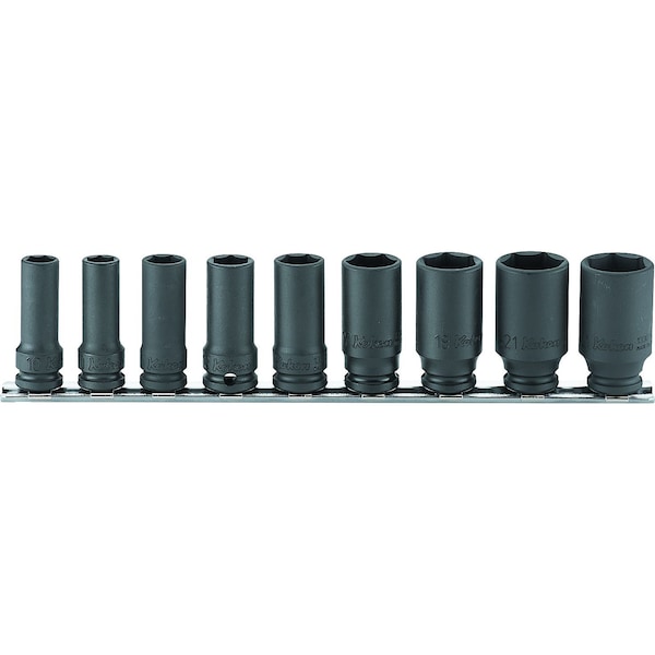 KKNRS13301X-9 RS13301X&9 0.37 in. Square Drive 6-Point Thin-Walled Semi-Deep Socket Set, 8-22 mm, 9 Piece
