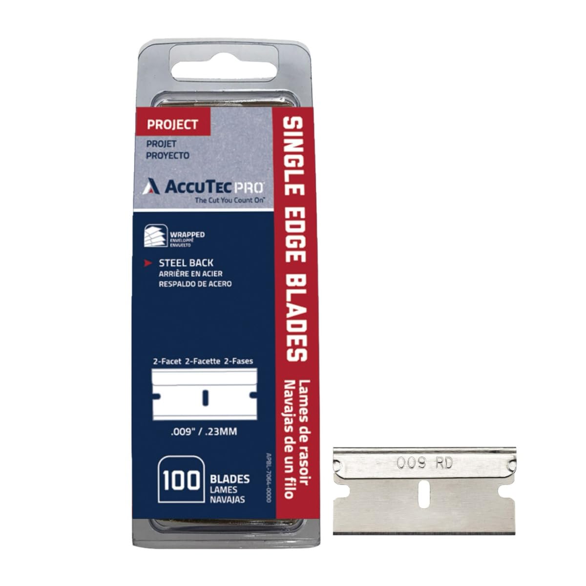 ASRAPBL-7064-0000 High Carbon Steel Back Single Edge Razor Blade, Pack of 100