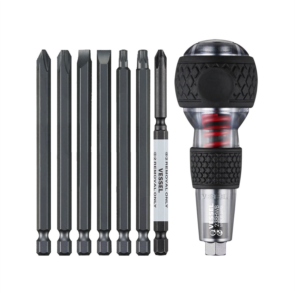 VESSEL Impact and Out Screwdriver Bit Set for Damaged Screw Removal 8-Pieces - 238HWB7PU