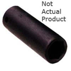 3/8 in Drive Impact Socket Deep Socket, black oxide, SAE, 5/16in., 2-1/2in.L, Hex