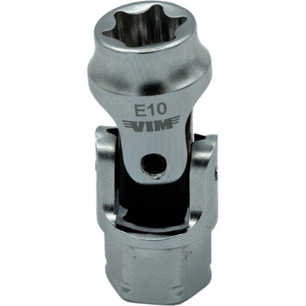 Picture of VIM Tools VIMDDSUJET410 0.25 in. x 11 mm E10 Torx Dual Drive Stubby UJ Socket&#44; Silver