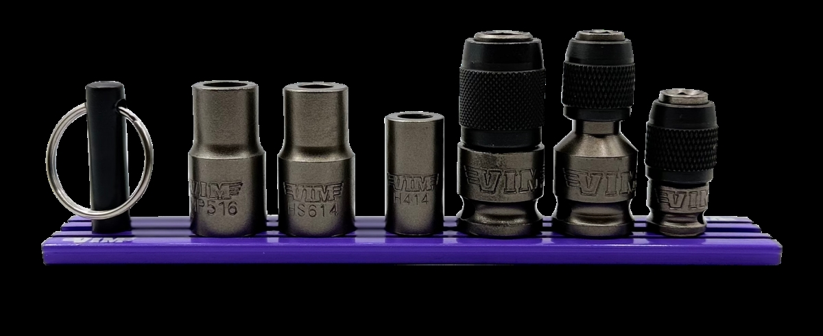 Picture of Vim Tools VIMIMPBH100 Impact Bit Holder Set with Purple Magrail - 6 Piece