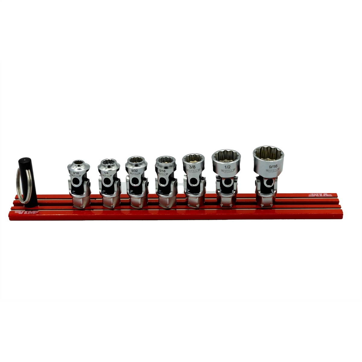 Picture of Vim Tools VIMDDSUJ400 0.25 in. x 11 mm 12-Point Dual Drive Stubby U-Joint SAE Socket Set - 7 Piece