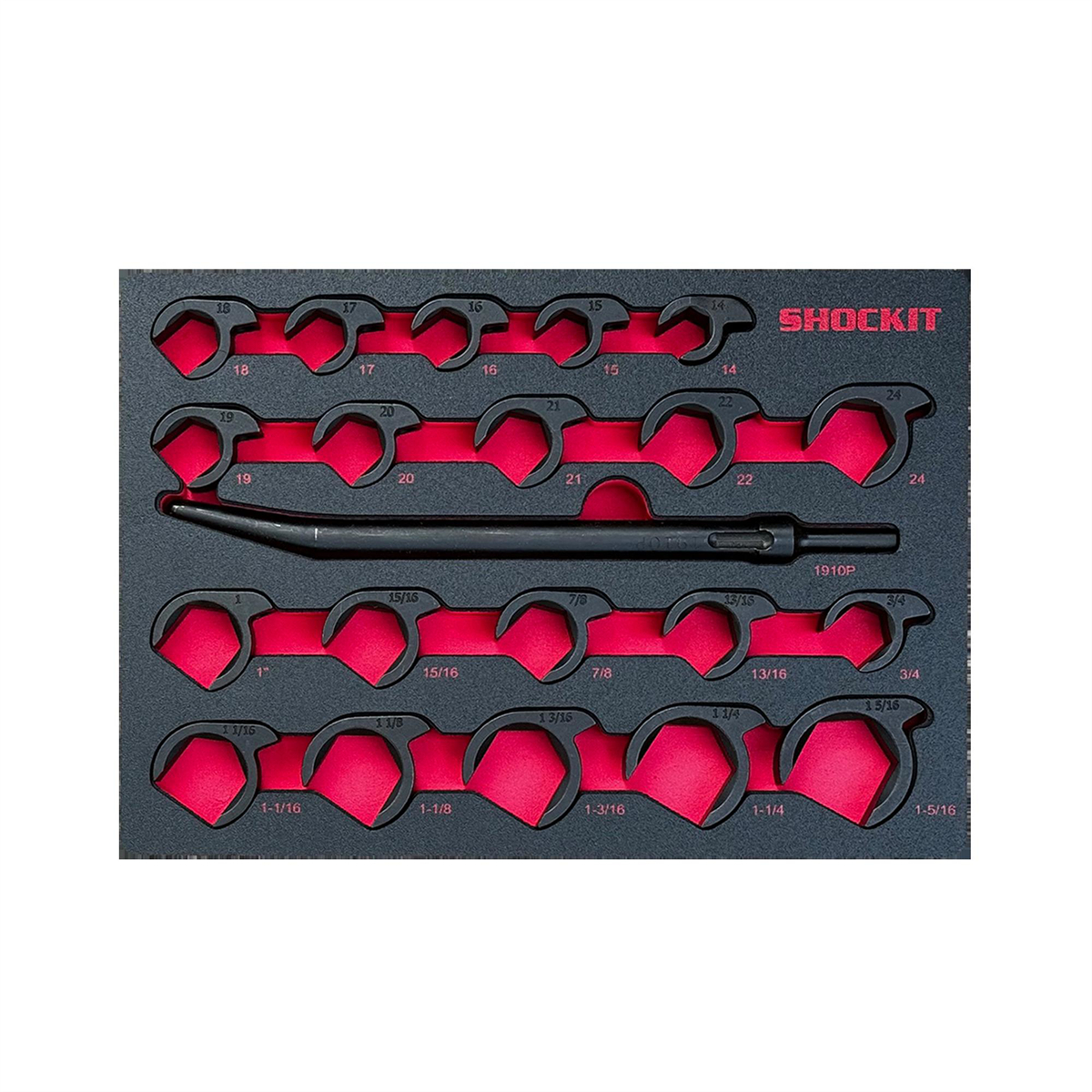 LTILT1915FM 20 Piece SAE & Metric Shockit Crows Foot Set - Heavy Duty Industrial & Hydraulic Fittings in Foam Tray