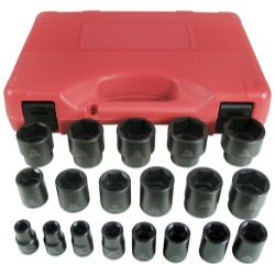 19 Piece 0.5 in. Drive 6 Point SAE Short Impact Socket Set