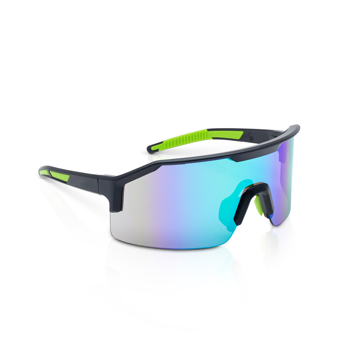 Maxview+, Safety Glasses, Scratch-Resistant, Hard Coat, Green Lens, Black/Green Frame, Half-Frame