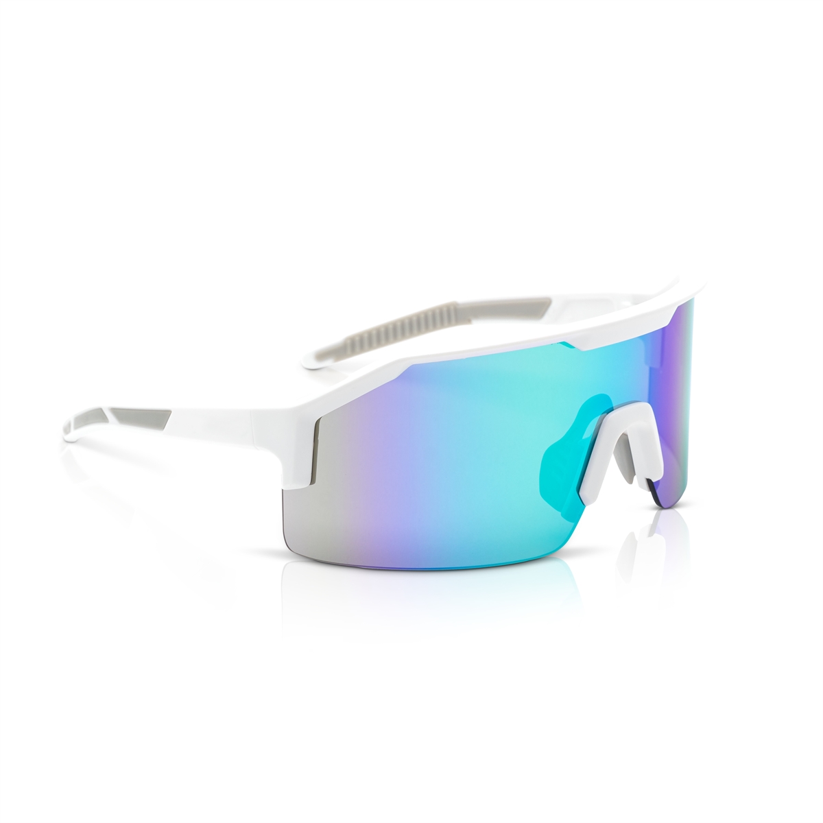 JCK60007 Safety Glasses - MAXVIEW Plus Series - Blue & Green Mirror Lens - White Frame - Hardcoat Anti-Scratch