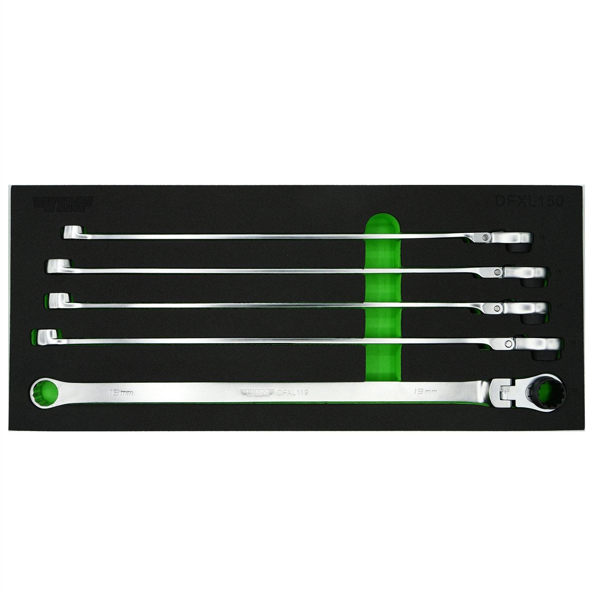 VIMDFXL150 15-19 mm Deep Spline Ratcheting Flex Head Wrench Set - 5 Piece