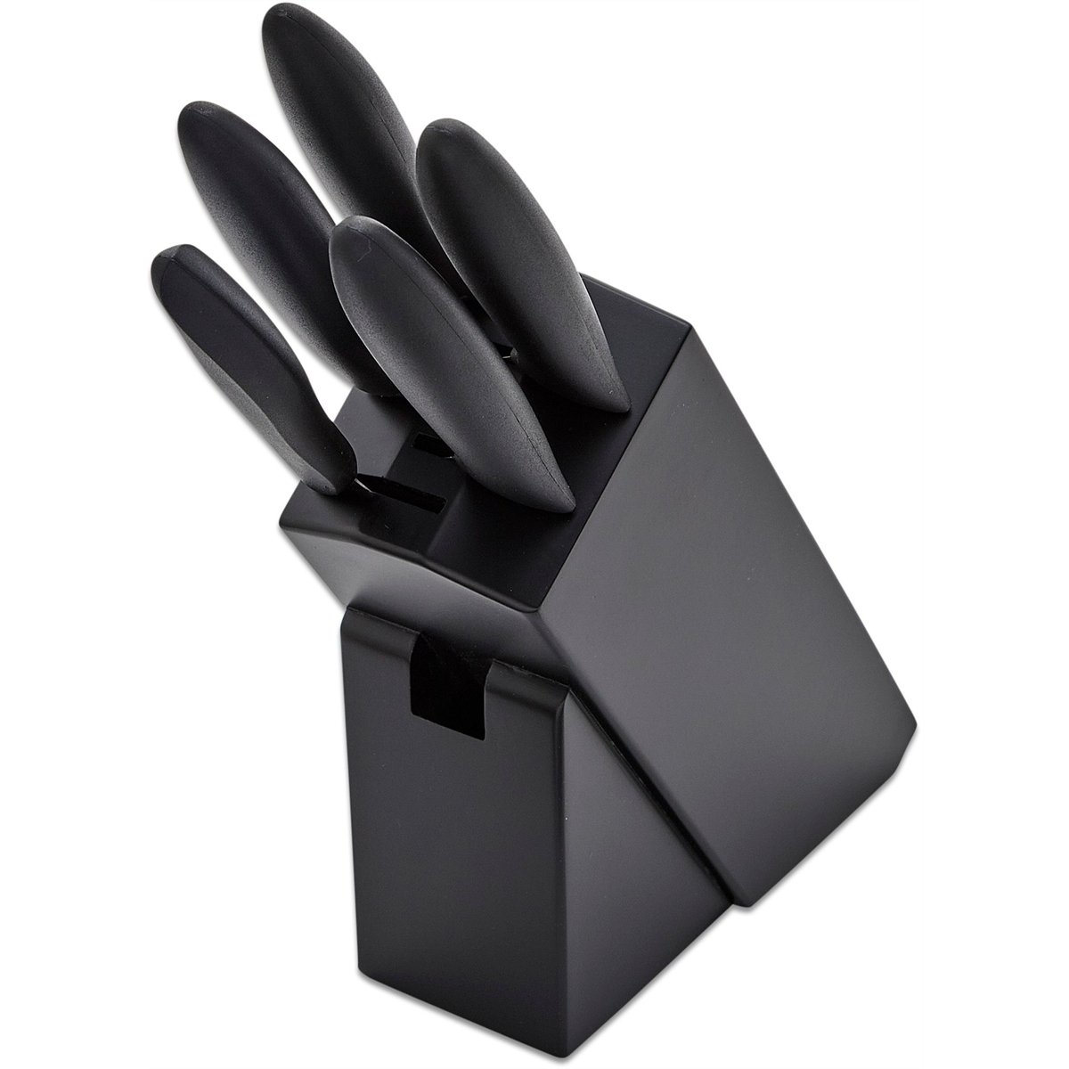 Picture of Kershaw KERK6BLOCK Kitchen Knife Block Set with Wood Block, German Stainless Steel Blades & Handles, Black