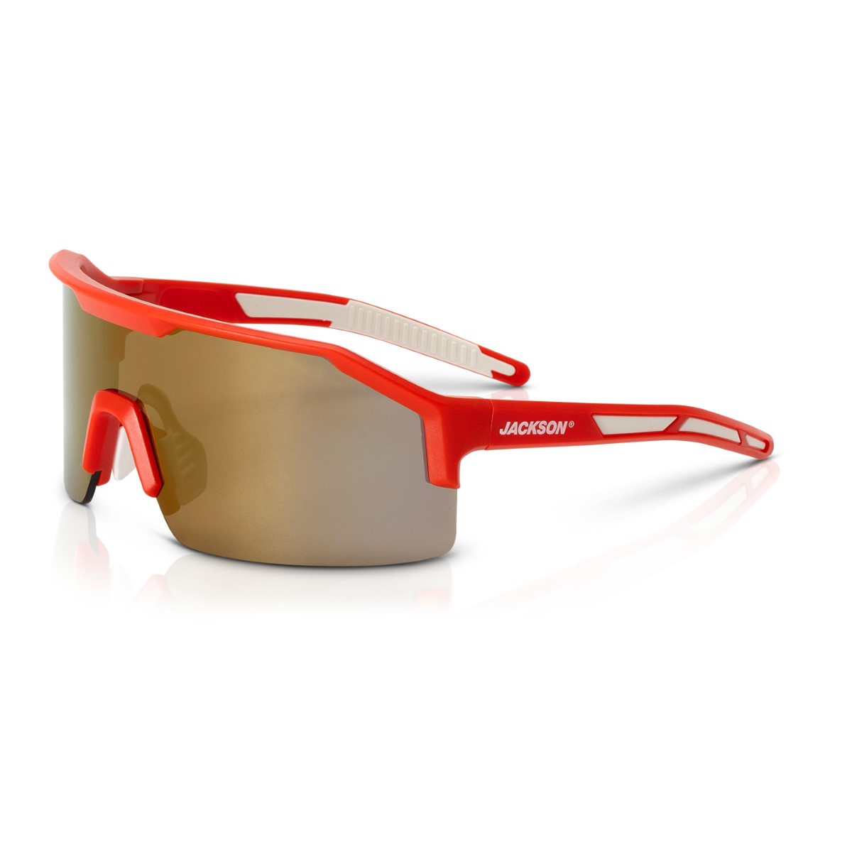 Picture of Jackson Safety JCK60011 Safety Glasses - MAXVIEW Series - Gold Mirror Lens - Red Frame - Hardcoat Anti-Scratch