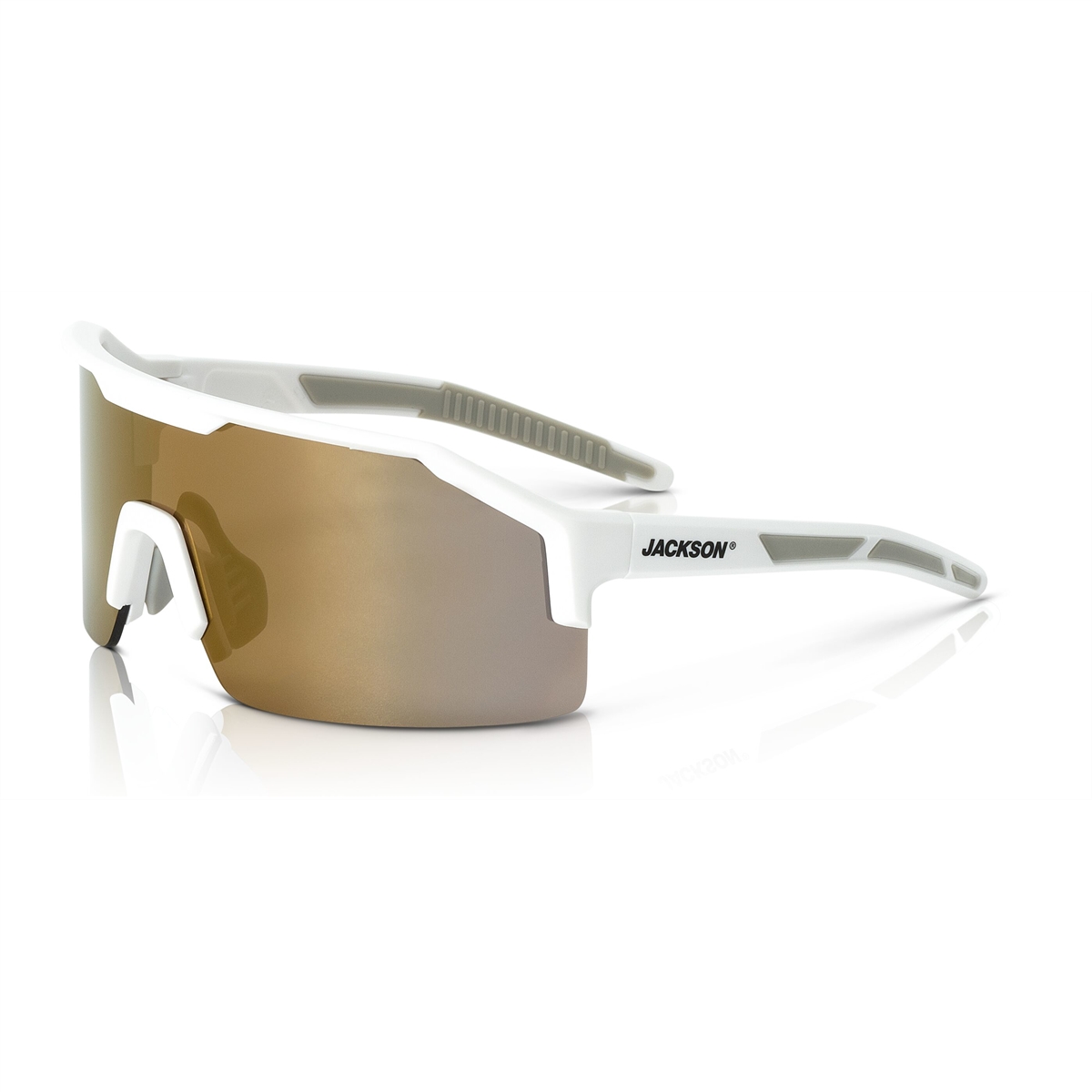 Picture of Jackson Safety JCK60010 Safety Glasses - MAXVIEW Series - Gold Mirror Lens - White Frame - Hardcoat Anti-Scratch