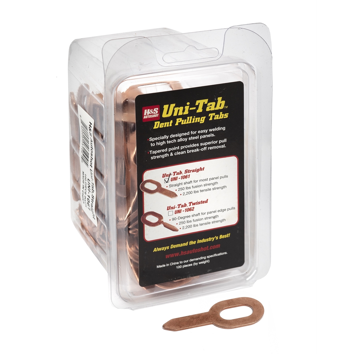 Picture of H&S Autoshot HSA1061 Weld Pull Key Steel with Straight 180 deg & Copper-Flash for Uni-1061 - Pack of 100