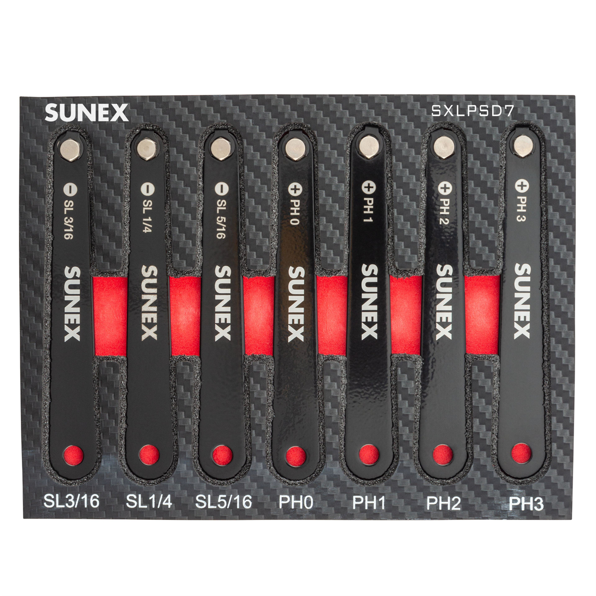Sunex SUNSXLPSD7 Low Profile Diamond Coated Phillips & Slotted Screwdriver Set, Multi Color - 7 Piece