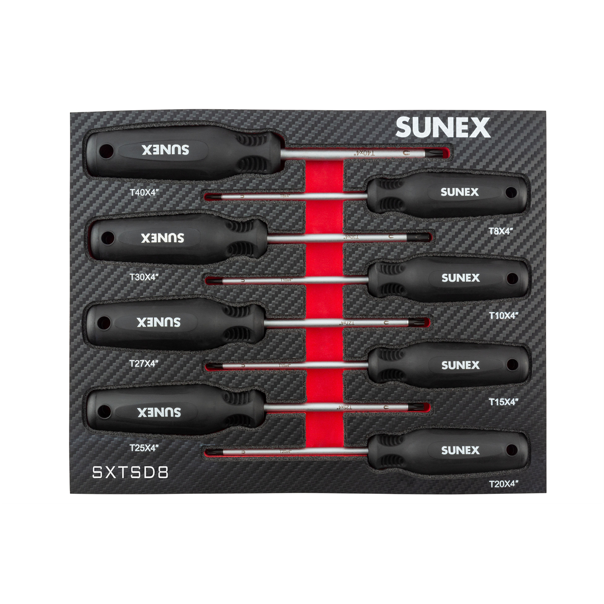 Sunex SUNSXTSD8 Torx Magnetic Screwdriver Set In EVA Foam, Multi Color - 8 Piece