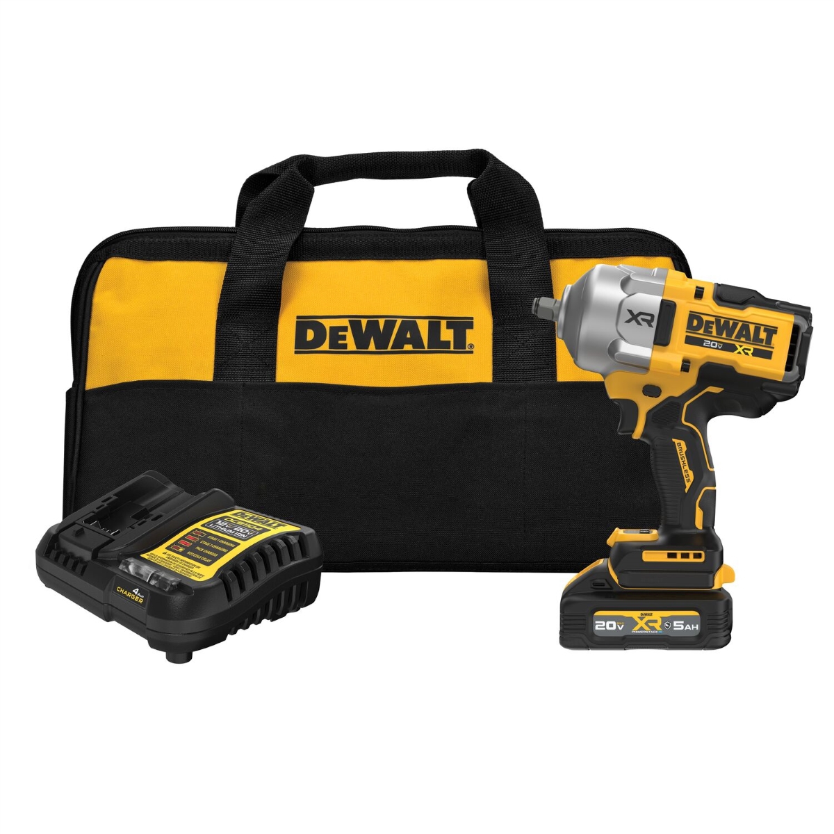 DWTDCF961GH1 0.5 in. 20V Max XR Brushless Cordless High Torque Impact Wrench with Hog Ring Anvil Kit with XR Powerstack