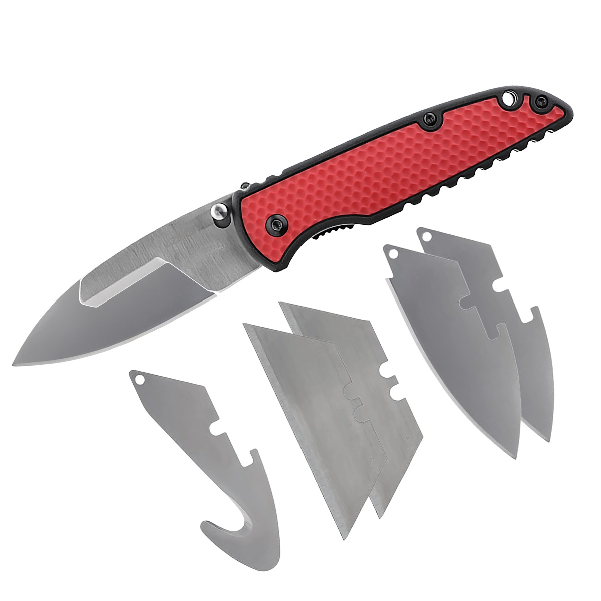 Coast Products COS30861 1919 Reserve Shift Interchangeable Razor, Drop Point & Gut Hook Exchange Blade Folding Pocket Knife, Red & Black