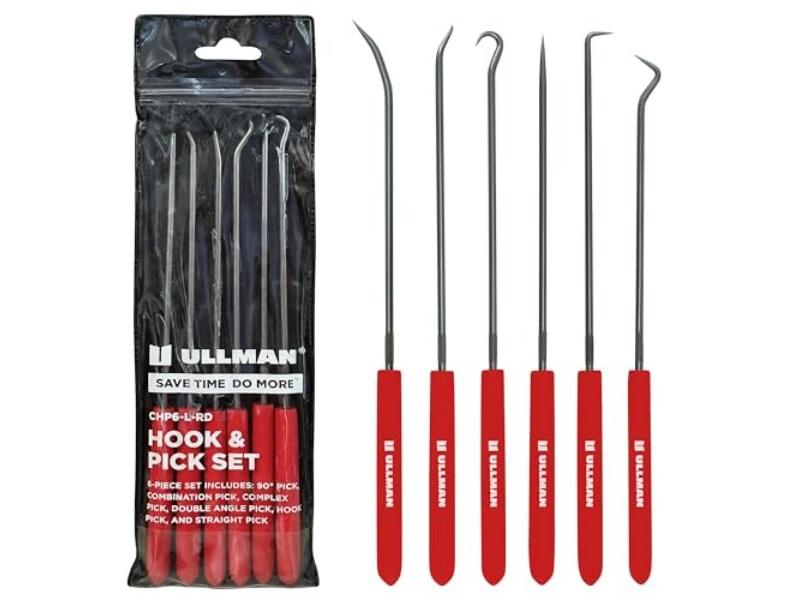 ULLCHP6-L-RD 9.75 in. Long Red Hook & Pick Set - 6 Piece