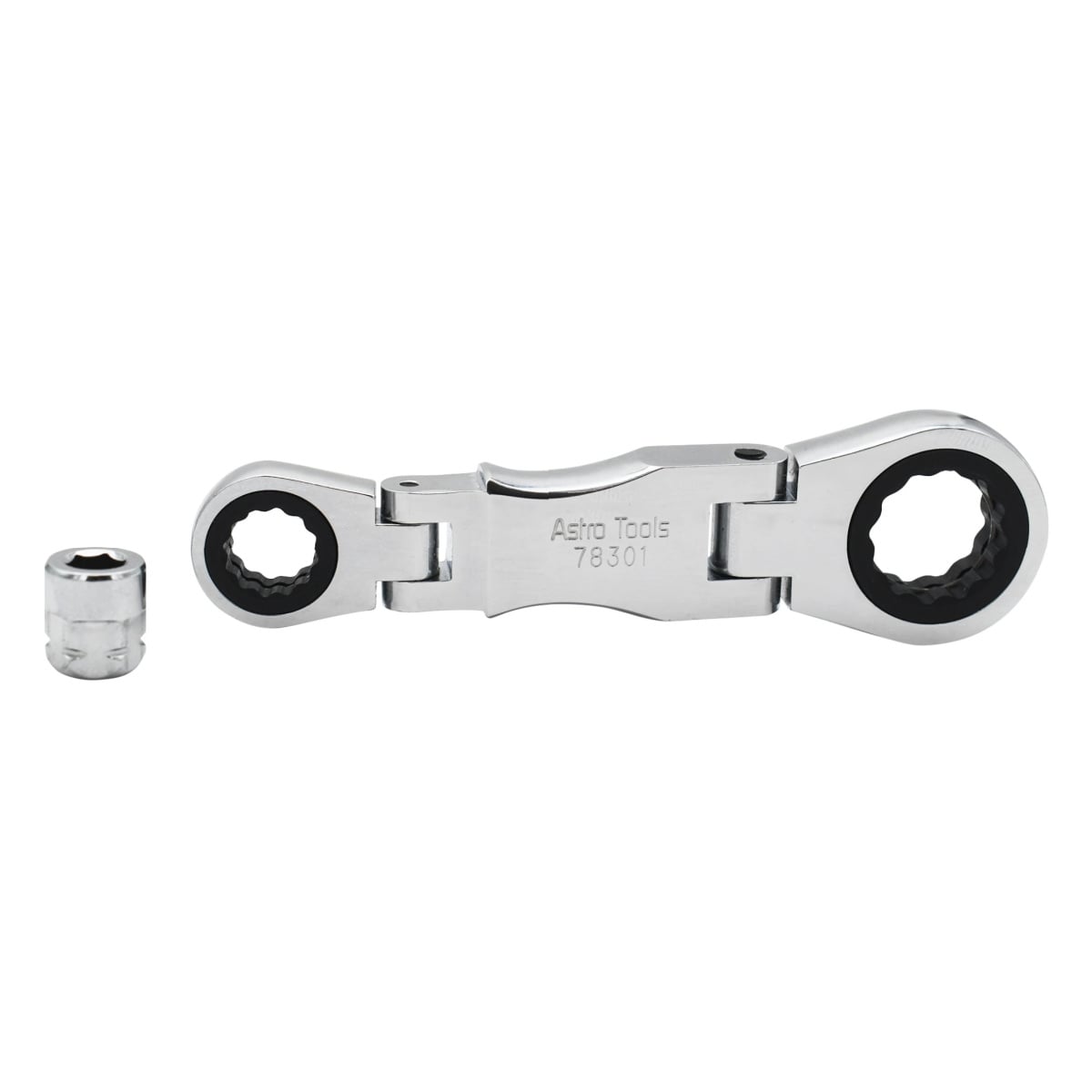 Astro Pneumatic AST78301 Stubby Ratcheting Flex Head Double Box End Wrench for Nano Sockets