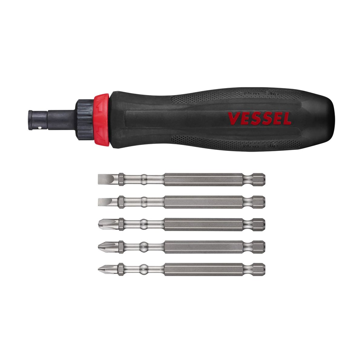 VES900RT5PU Megadora Interchangeable Ratchet Screwdriver Bit Set, Black & Red - 5 Piece