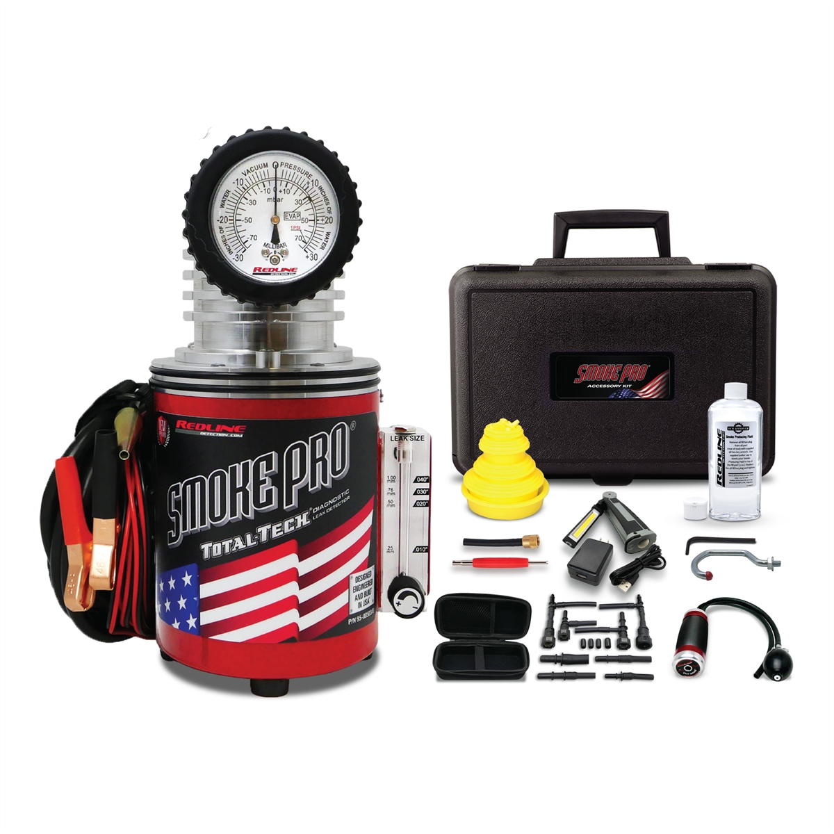Redline Detection Smoke Pro Total-Tech Kit  Low Pressure Automotive Smoke Machine for Diagnosing EVAP, Wind, Water, Cooling Systems, Intake and Exhaust Leaks (95-0050)