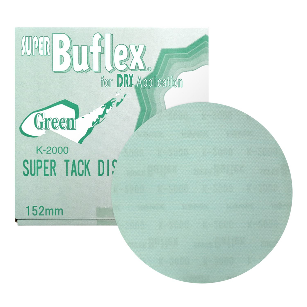 EAG193-1505 6 in. Super Buflex Disc, 2000 Grit - Green, Dry - Hook & Loop - No Holes