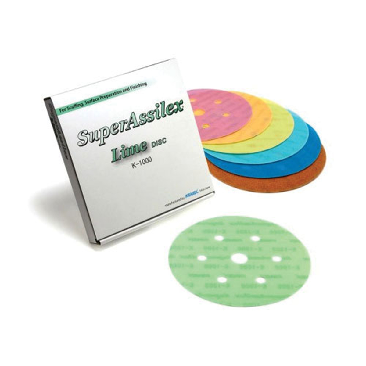 EAG1932545 6 in. Kovax Super As Silex Sanding Disc - 1500 Grit - Peach - Dry - Hook & Loop Attachment - 7 Holes