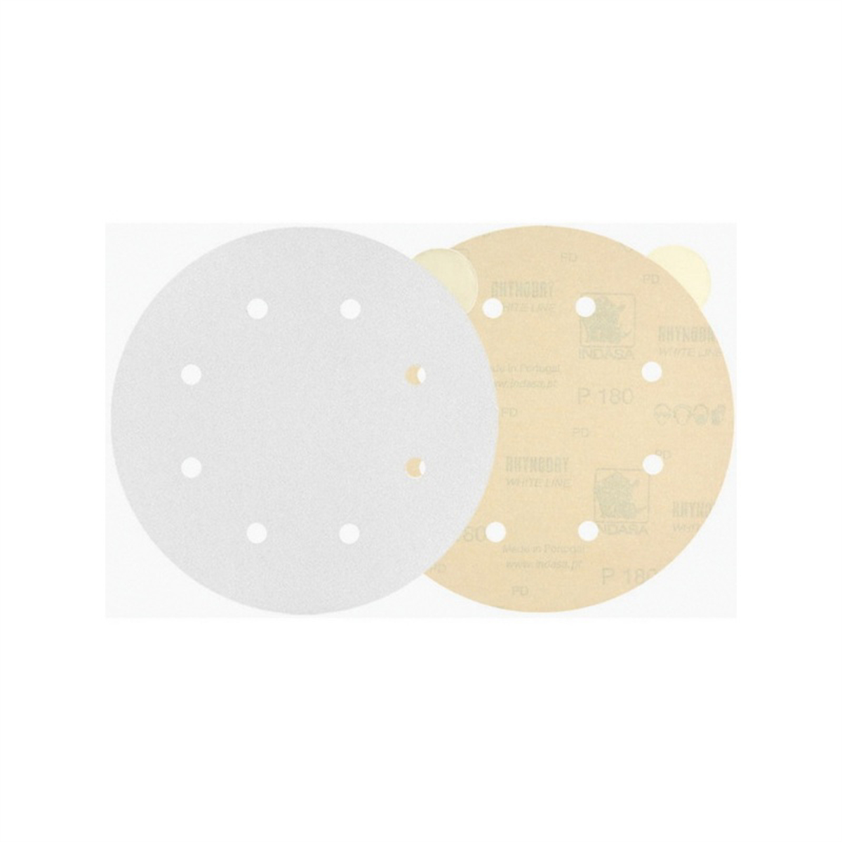 INA80-80 8 in. White Line Abrasive Solid Disc, 80 Grit