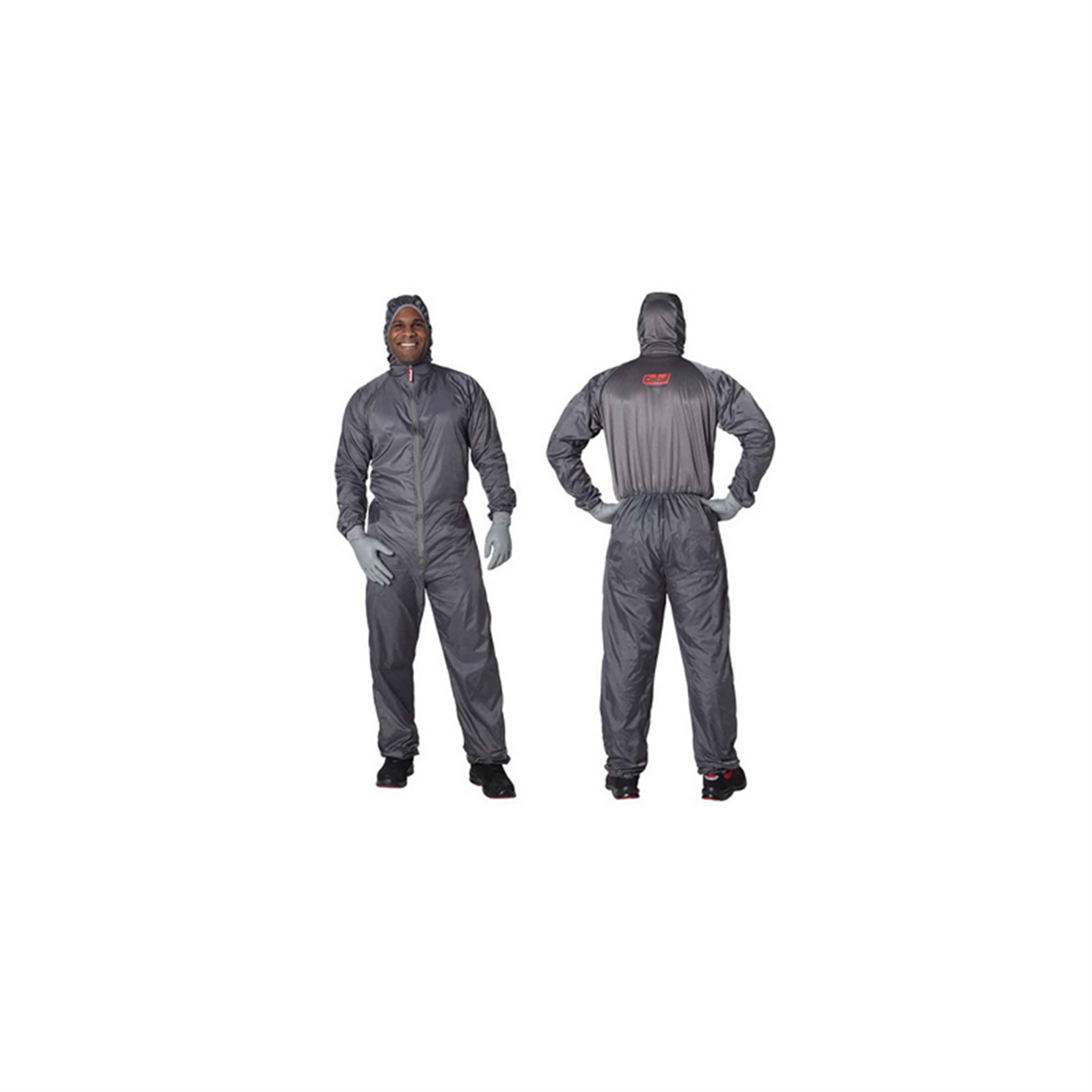 EMM520056PLAIN Bodyguard Spray Overall - Large - Gray - Nylon Taffeta Carbon Thread - Elastic Waist
