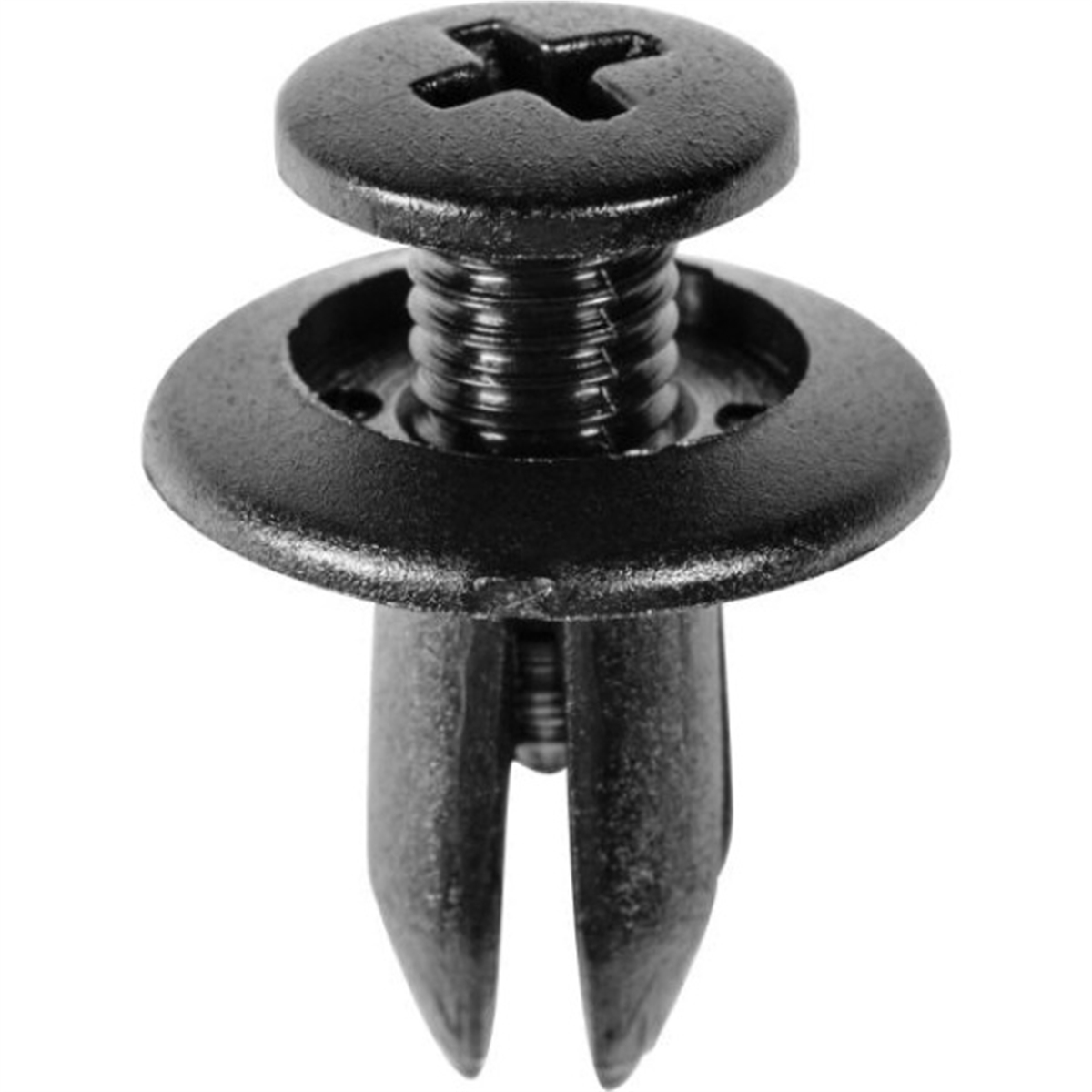 AVC14260 15 Head x 12 Stem x 7 Hole mm Push & Screw-Type with Open End Retainer, Nylon - Black